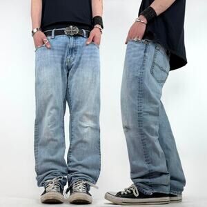 Vintage y2k baggy wide leg skater faded washed grunge archive jeans
